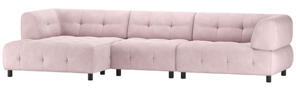 woood Ecksofa LOUIS Flachgewebe mauve Chaiselongue links