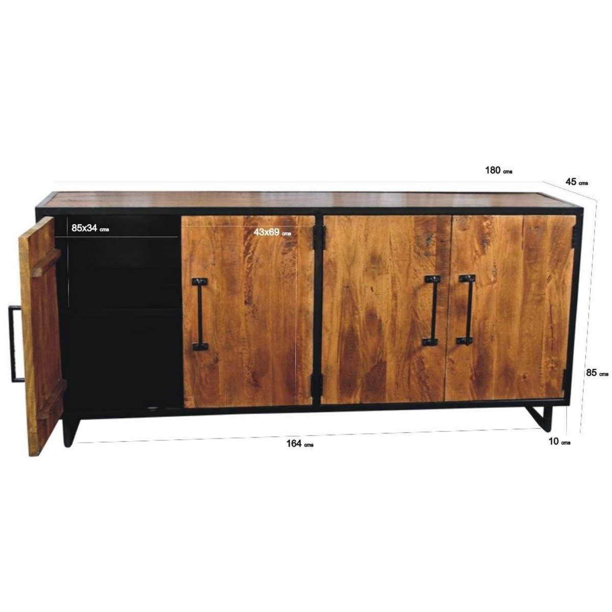 Kommode Sideboard Colorado 180 cm Mango Holz Metall