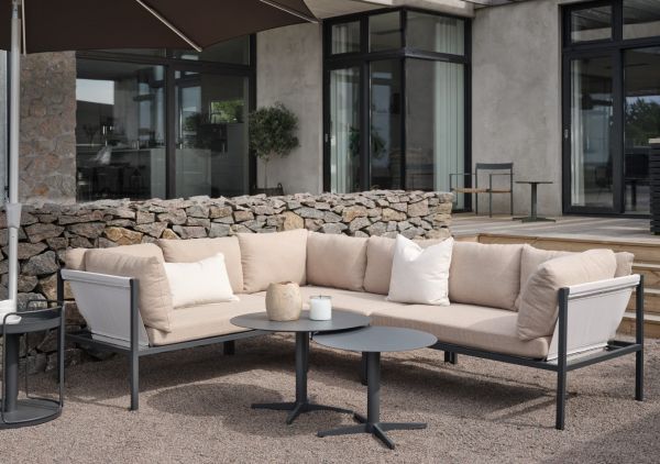 Garten Lounge Ecksofa Gartensofa anthrazit gerstenfarben