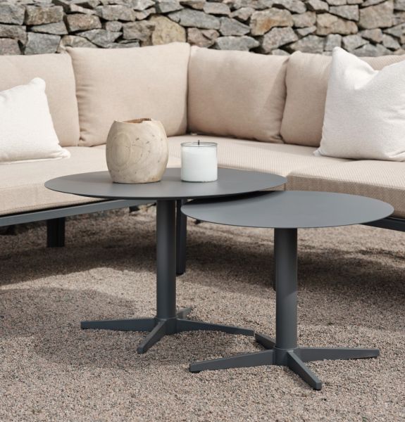 Garten Couchtisch MILL Ø 60 cm rund Aluminium schwarz anthrazit