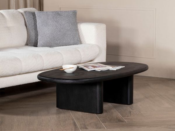 Couchtisch TONICA oval 130 cm schwarz Mango Holz