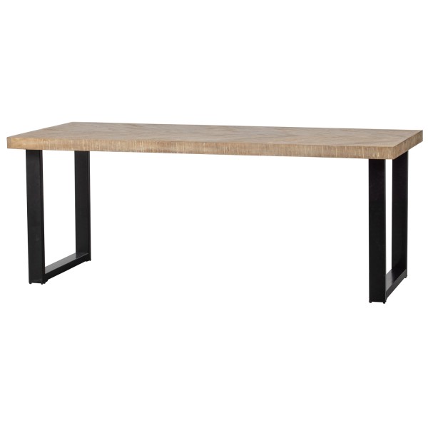 Esstisch Tablo 200 x 90 cm Mango Fischgräte Metall U-Füße