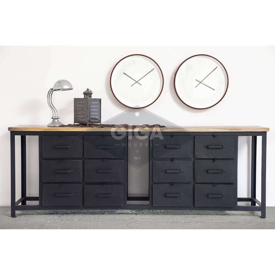 Industrie Sideboard 230 cm Metall schwarz Kommode | New! | Maison ESTO