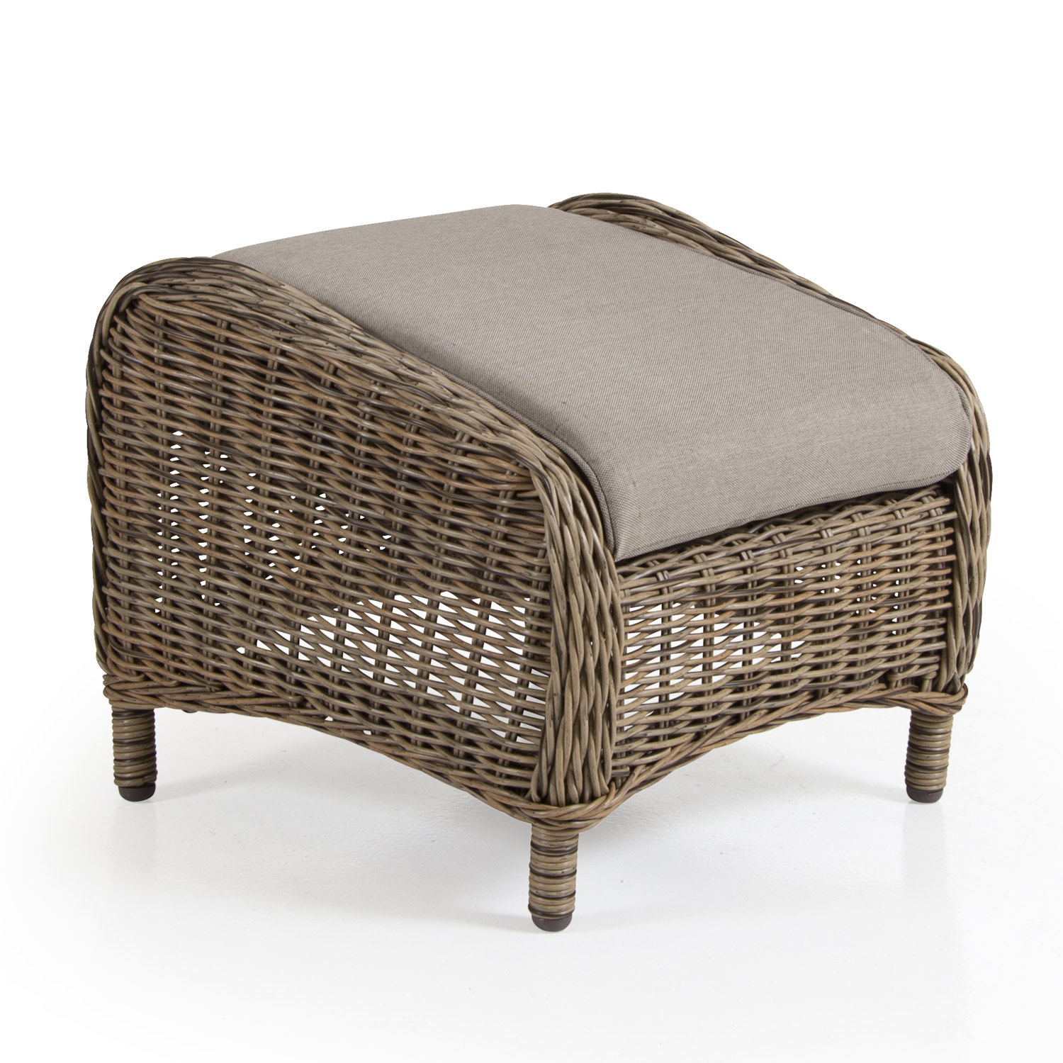 Garten Fußhocker Rosita Polyrattan natur mit Kissen