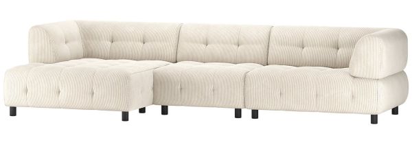 woood Ecksofa LOUIS Rippstoff powder Chaiselongue links