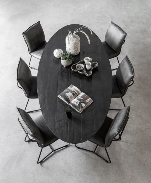 Esstisch Timeless oval 200 x 100 cm Teakholz schwarz