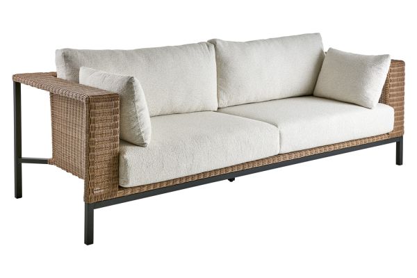 Gartenbank Gartensofa SHELL 2,5-Sitzer Rattan natur