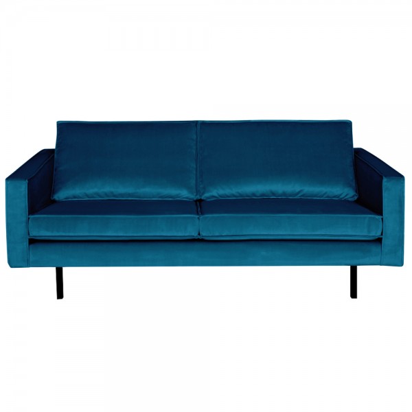 2,5 Sitzer Sofa Rodeo Samt blau Couch Garnitur Samtsofa Couchgarnitur
