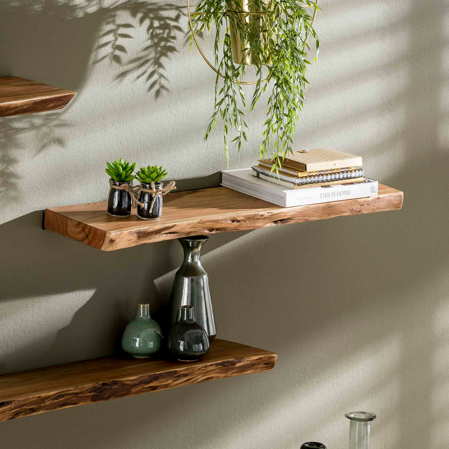Wandregal Baumkante 90 cm Akazie Massivholz | Maison ESTO Ihr großer Möbel  Online-Shop