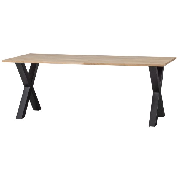 Esstisch Tablo 220 x 90 cm Eiche massiv FSC Metall X-Füße