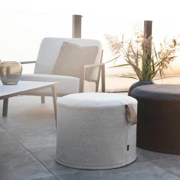 Outdoor Sitzhocker Kotte beige Pouf Ø 50 cm rund Hocker